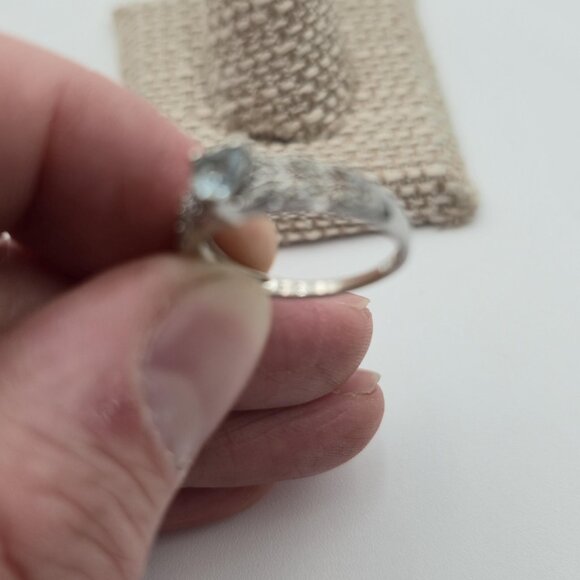 Size 6 Sterling Silver Aquamarine Heart With Diamond Accents Ring A4039 - Picture 6 of 10